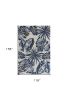 10' X 13' Grey Blue Machine Woven Tropical Leaves Area Rug