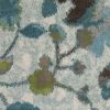 10' X 13' Teal Blue Machine Woven Floral Area Rug