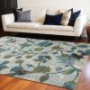 10' X 13' Teal Blue Machine Woven Floral Area Rug