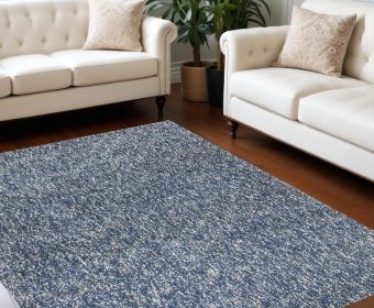 9' X 13' Polyester Indigo Or  Ivory  Heather Area Rug