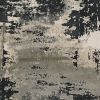 10' X 13' Silver Charcoal Machine Woven Abstract Paint Splatter Area Rug