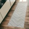 2' X 7' Ivory Abstract Waves Wool Runner Rug