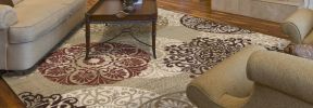 5' X 8' Sage Green Machine Woven Floral Medallion Disk Area Rug