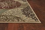 5' X 8' Sage Green Machine Woven Floral Medallion Disk Area Rug