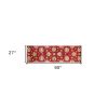 2' X 7' Red Floral Vines Bordered Wool Runner Rug