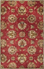 3' X 5' Red Hand Tufted Wool Traditional Floral Area Rug