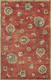 3' X 5' Sienna Orange Hand Tufted Wool Traditional Floral Area Rug