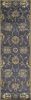 7' Midnight Blue Hand Tufted Wool Traditional Floral Runner Rug