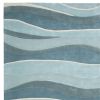 3' X 5' Ocean Blue Teal Hand Tufted Abstract Waves Area Rug