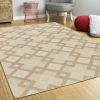 3' X 5' Ivory Geometric Diamonds Wool Area Rug