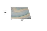 3' X 5' Ocean Blue Beige Hand Tufted Abstract Waves Area Rug