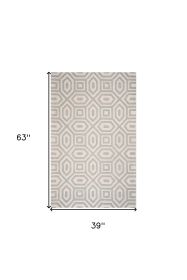 3' X 5' Grey Hand Tufted Geometric Area Rug