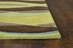 3' X 5' Lime And Mocha Wool Handmade Area Rug