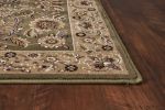 5' X 8' Green Or Taupe Floral Bordered Area Rug