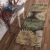 8' Espresso Brown Hand Tufted Tropical Leaves Indoor Runner Rug