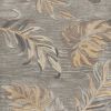 2' X 8' Grey Palm Leaves Wool Runner Rug