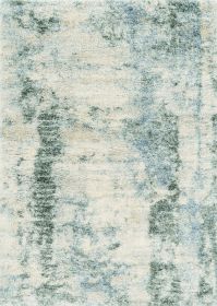 5' X 8' Ivory Blue Machine Woven Abstract Indoor Area Rug