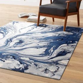 5' X 8' Blue Watercolor Indoor Area Rug