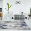 5' X 8' Grey Navy Machine Woven Tropical Indoor Area Rug