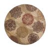 8' Sage Green Machine Woven Floral Medallion Disk Round Indoor Area Rug