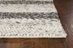 3' X 5' Grey White Hand Woven Knobby Stripes Indoor Area Rug