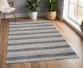 3' X 5' Grey White Hand Woven Knobby Stripes Indoor Area Rug