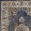 5' X 8' Navy Vintage Medallion Bordered Indoor Area Rug