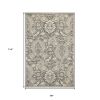 7' X 9' Grey Floral Vine Uv Treated Indoor Area Rug