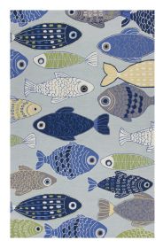 5' X 7' Light Blue School Of Fish Indoor Area Rug