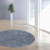 6' Round Indigo Or Ivory Heather Plain Indoor Area Rug