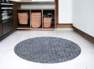 6' Round Indigo Or Ivory Heather Plain Indoor Area Rug