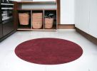 6' Round  Polyester Red Area Rug