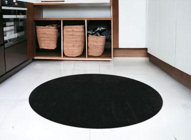 6' Brown Round Hand Woven Area Rug