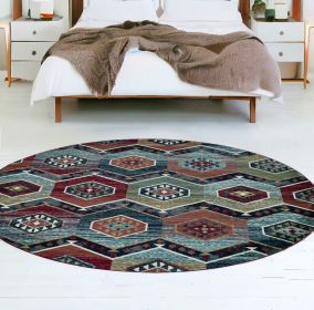 7' Red Round Area Rug