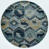 8' Blue And Green Round Geometric Area Rug