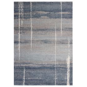 5' X 8' Blue Grey Machine Woven Abstract Indoor Area Rug