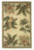 4' X 6' Ivory and Green Tropical Botanical Hand Tufted Area Rug