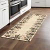 8' Ivory Wool Tropical Floral Hand Tufted Runner Rug