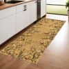 8' Golden Yellow Wool Floral Hand Tufted Runner Rug