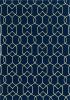 5' X 7' Navy Geometric Trellis Uv Treated Indoor Area Rug