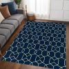 5' X 7' Navy Geometric Trellis Uv Treated Indoor Area Rug