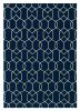 5' X 7' Navy Geometric Trellis Uv Treated Indoor Area Rug