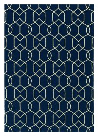 5' X 7' Navy Geometric Trellis Uv Treated Indoor Area Rug