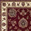 7' Red and Ivory Floral Octagon Rug