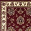 7' Red and Ivory Floral Octagon Rug