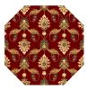 7' Octagon Red Floral Vines Indoor Area Rug