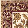 7' Octagon Ivory Or Red Floral Bordered Indoor Area Rug