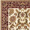 7' Octagon Ivory Or Red Floral Bordered Indoor Area Rug