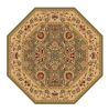 7' Octagon Green Or Taupe Floral Bordered Indoor Area Rug