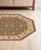 7' Octagon Green Or Ivory Floral Vines Bordered Indoor Area Rug